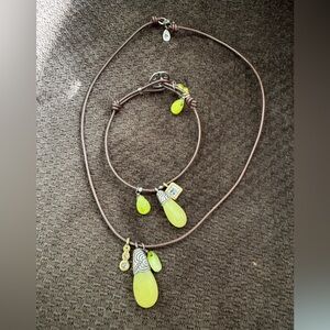 Silpada lime green quartzite pendant necklace bracelet set with sterling silver